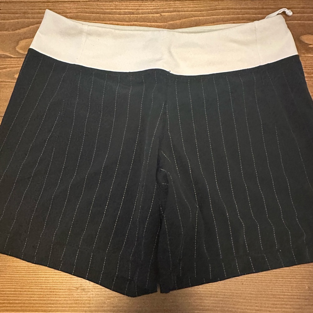 Black Pinstripe Shorts